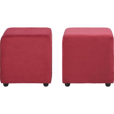 Set 2 poufs cali felpa rojo