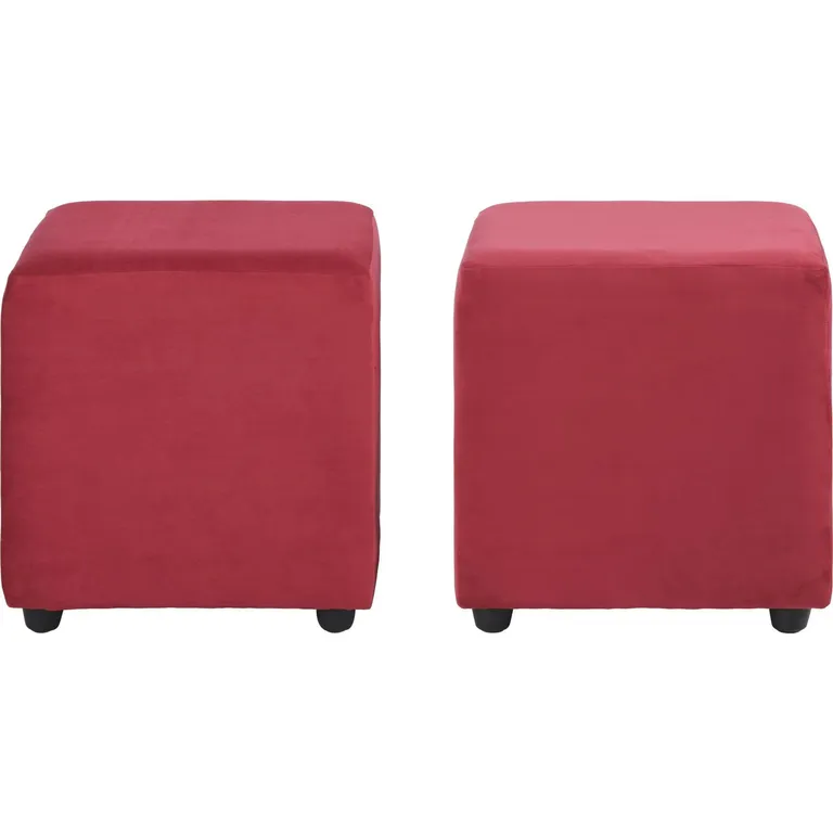 Set 2 Poufs Cali Felpa Rojo