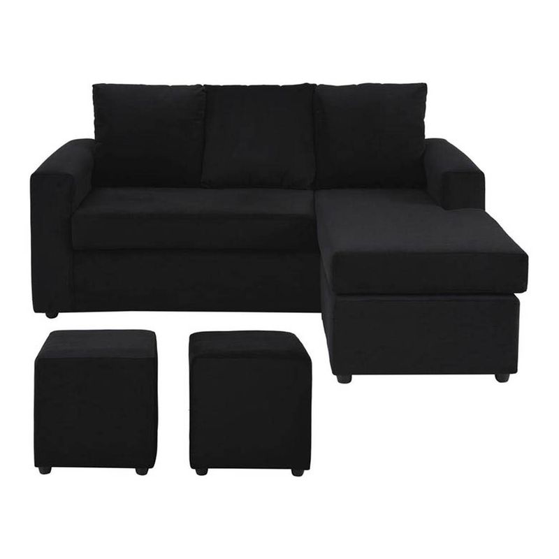 BODEVIR - Sofá Seccional 3 cuerpos BI-L 175x75x85 cm Negro