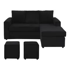 BODEVIR - Sofá Seccional 3 cuerpos BI-L 175x75x85 cm Negro