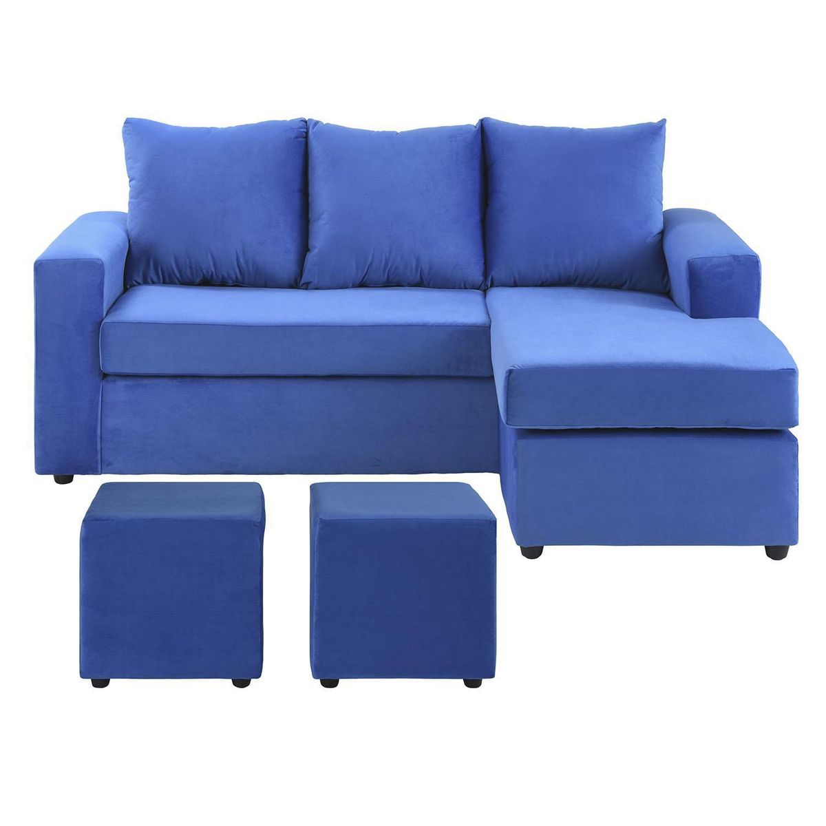 BODEVIR - Sofá Seccional 3 cuerpos BI-L 175x75x85 cm Azul