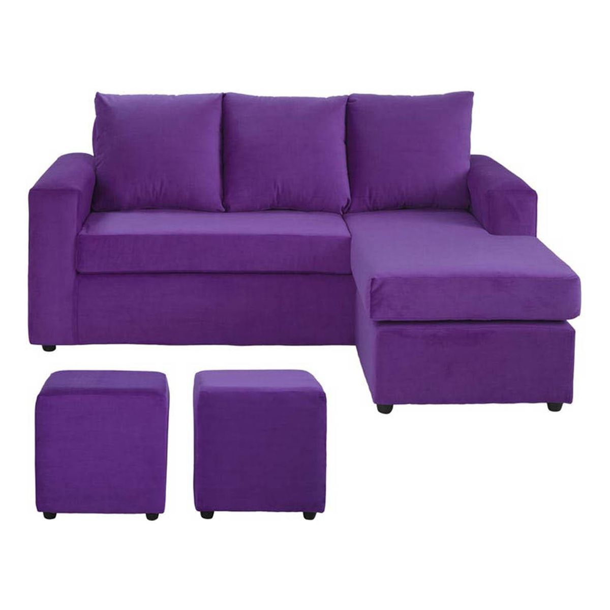 BODEVIR - Sofá Seccional 3 cuerpos BI-L 175x75x85 cm Morado