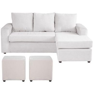 Sof seccional + 2 pouf felpa crudo