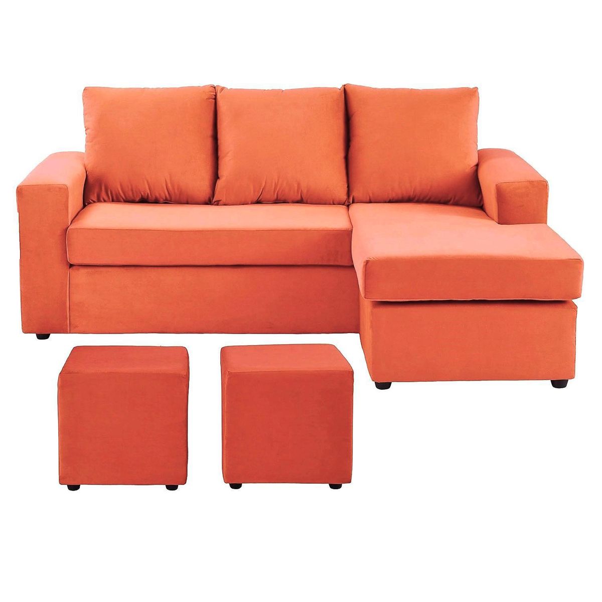 BODEVIR - Sofá Seccional 3 cuerpos BI-L 175x75x85 cm Naranjo