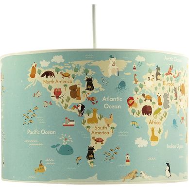 Lmpara colgante infantil 30x20 cm mapa animal