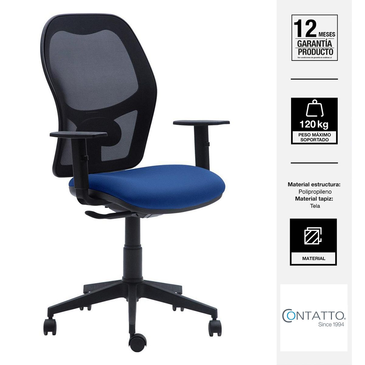 CONTATTO - Silla Escritorio Duty Nego/Azul