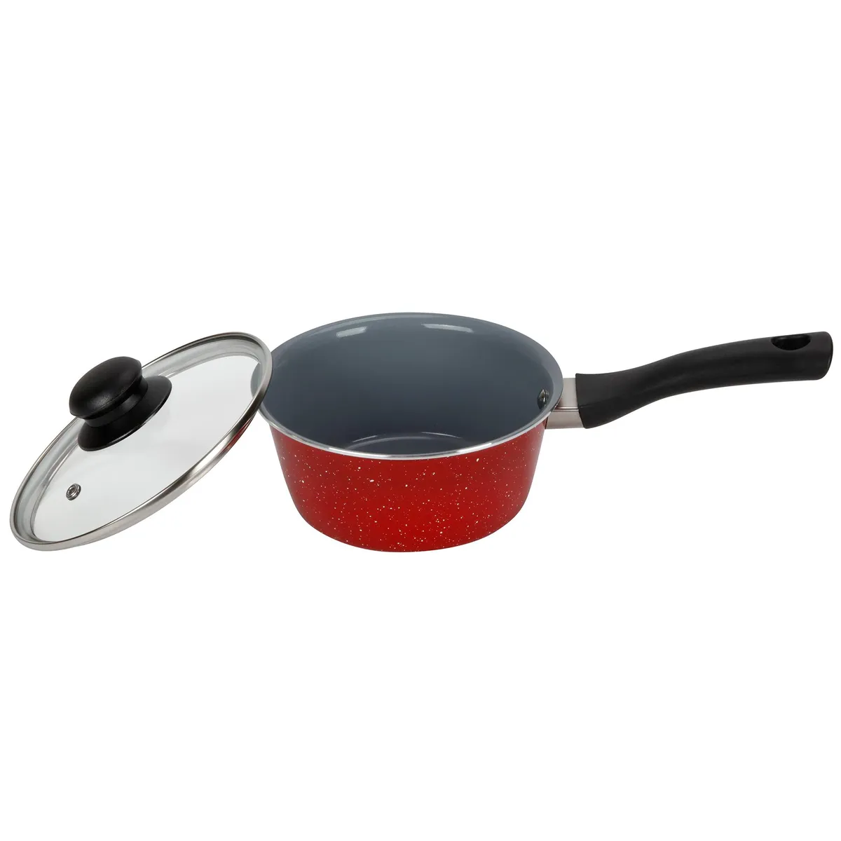 JUST HOME COLLECTION - Batería de Cocina 7 Piezas Aluminio Marmol Rojo