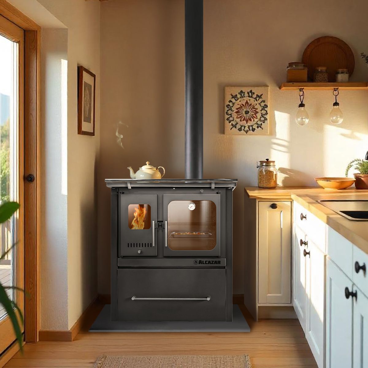 ALCAZAR - Cocina a Leña Europea M80 Gris