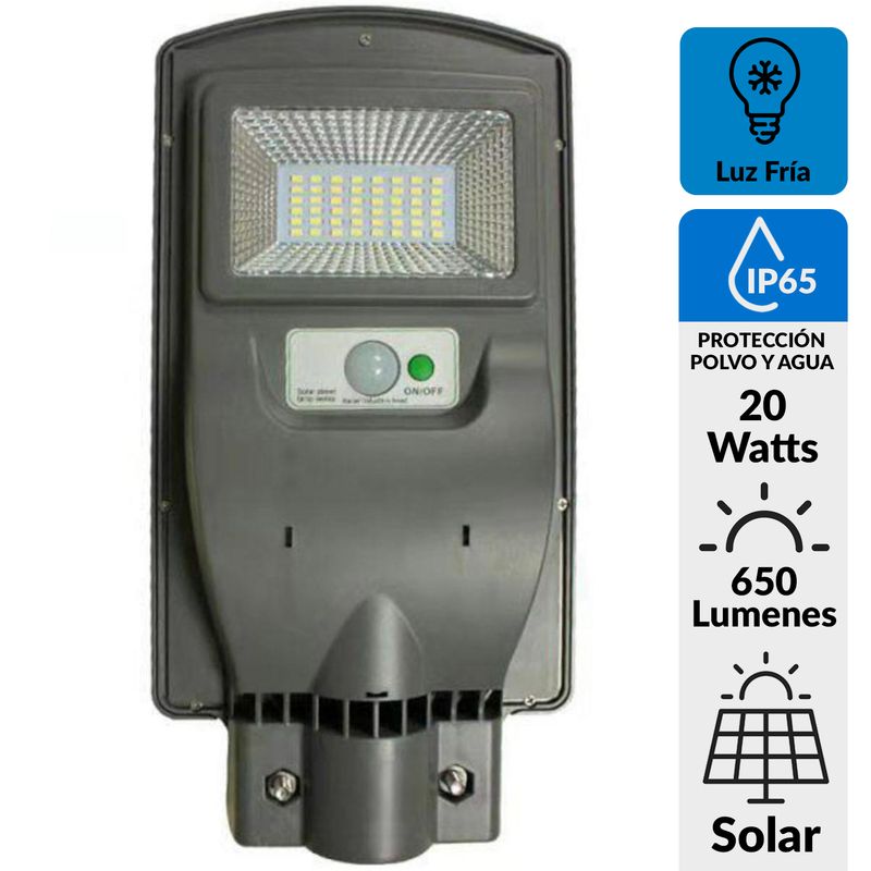 PARKSOLAR - Foco solar alumbrado público 20W con sensor