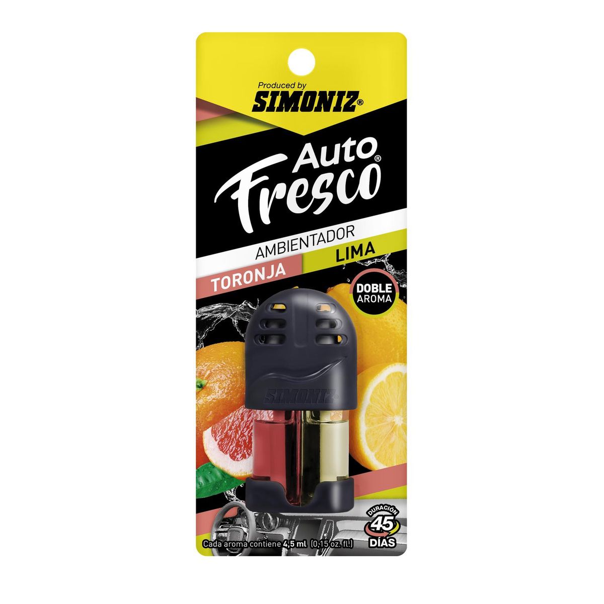 SIMONIZ - Ambientador Auto Simoniz Doble Fragancia Toronja y Lima 4.5ml