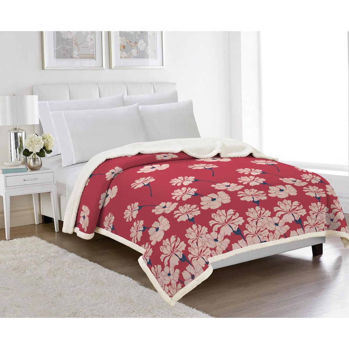 MASHINI - Frazada Polar Sherpa Especial Rojo/blanco