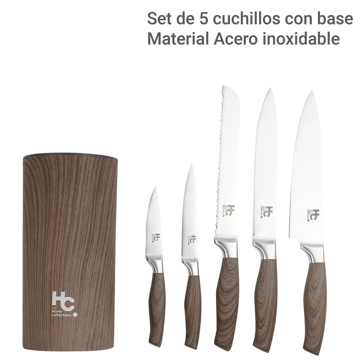 JUST HOME COLLECTION - Set de 5 Cuchillos Acero Inoxidable con Base