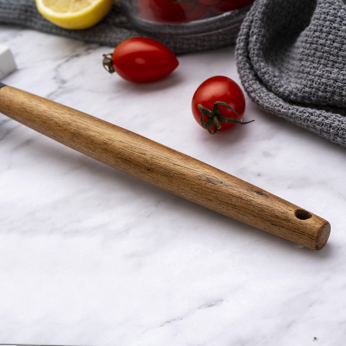 JUST HOME COLLECTION - Espatula silicona gris mango madera