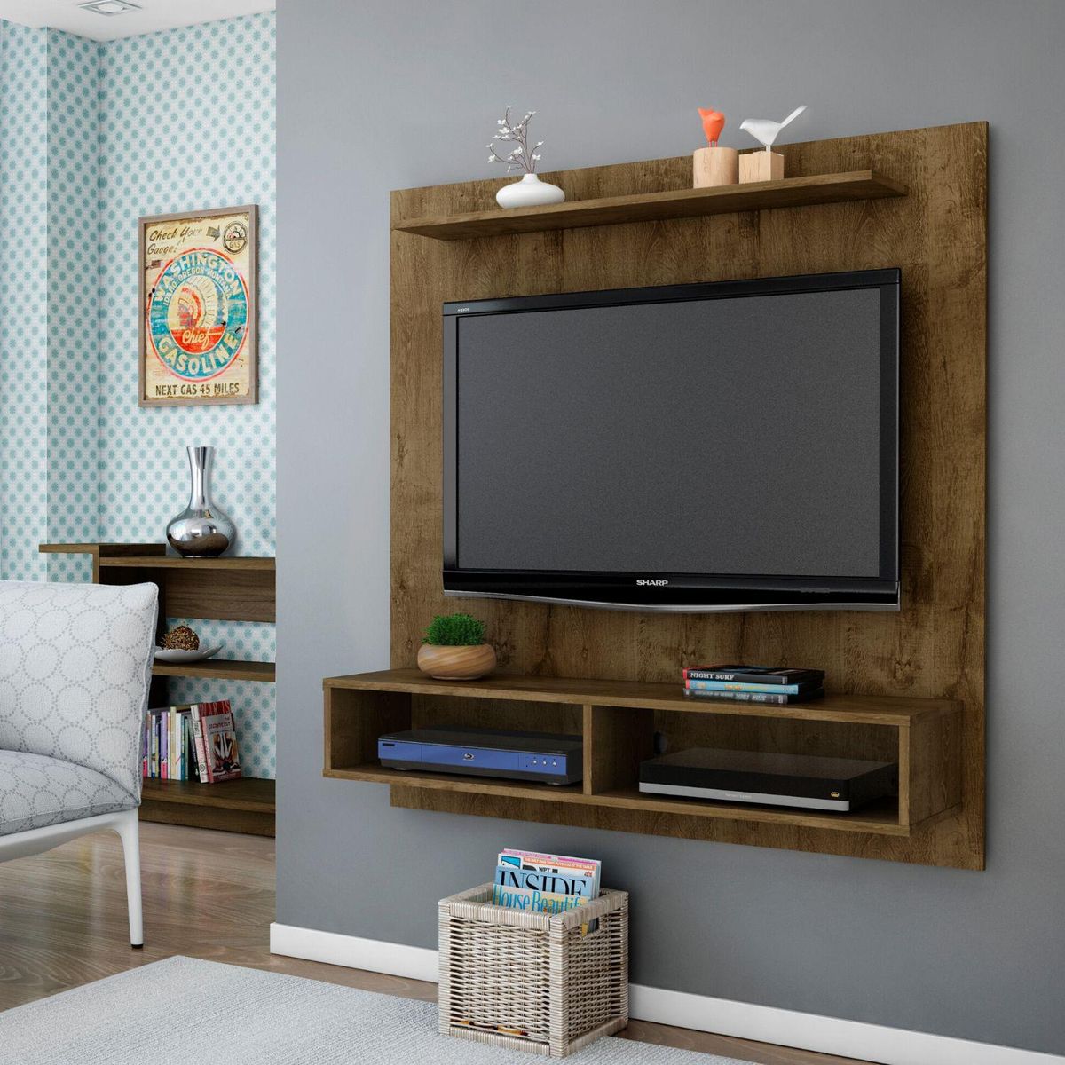 HOGA - Mueble panel tv 47" gama rústico 120x115x30 cm