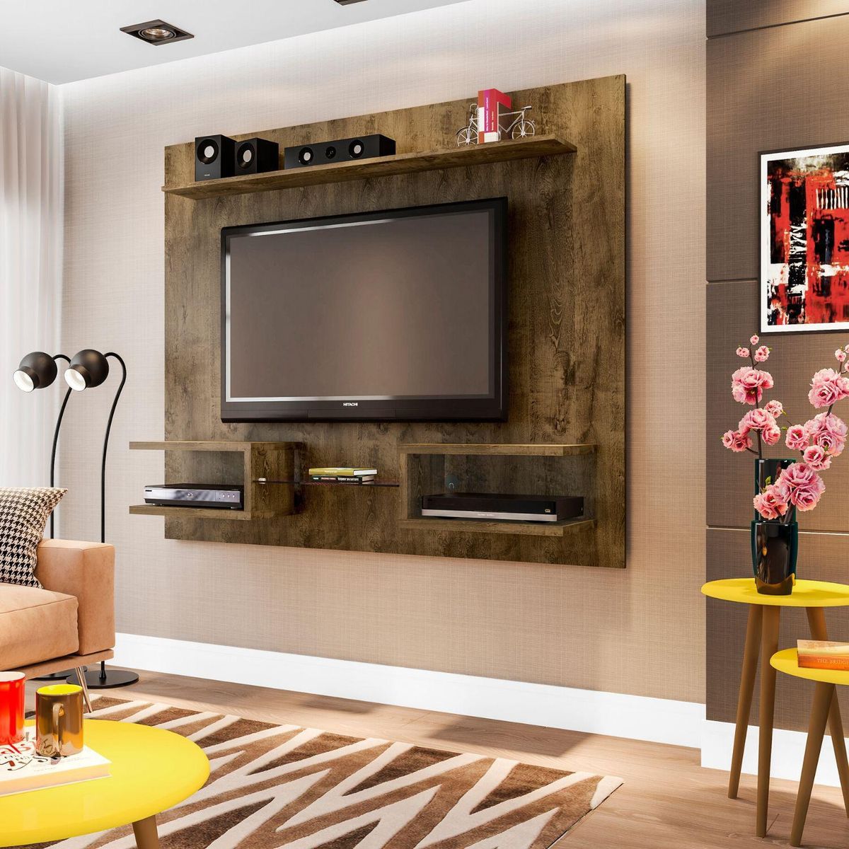 HOGA - Rack tv 55" rústico 136x164x30 cm