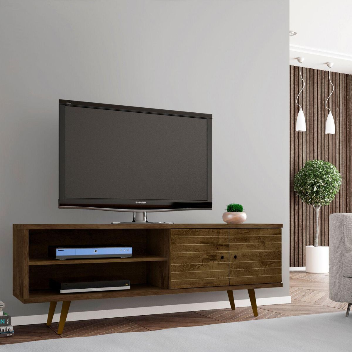 HOGA - Rack tv 70" onix rústico 65x160x39 cm