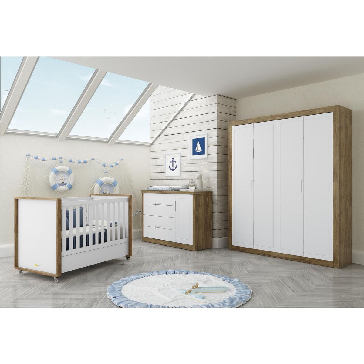 KIDSCOOL - Cuna mini cama 2en1 140x101x83,5 cm blanca