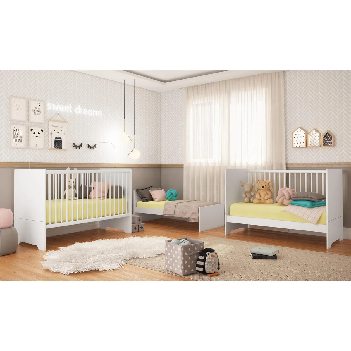 KIDSCOOL - Cuna 3en1 135x90x68 cm blanca