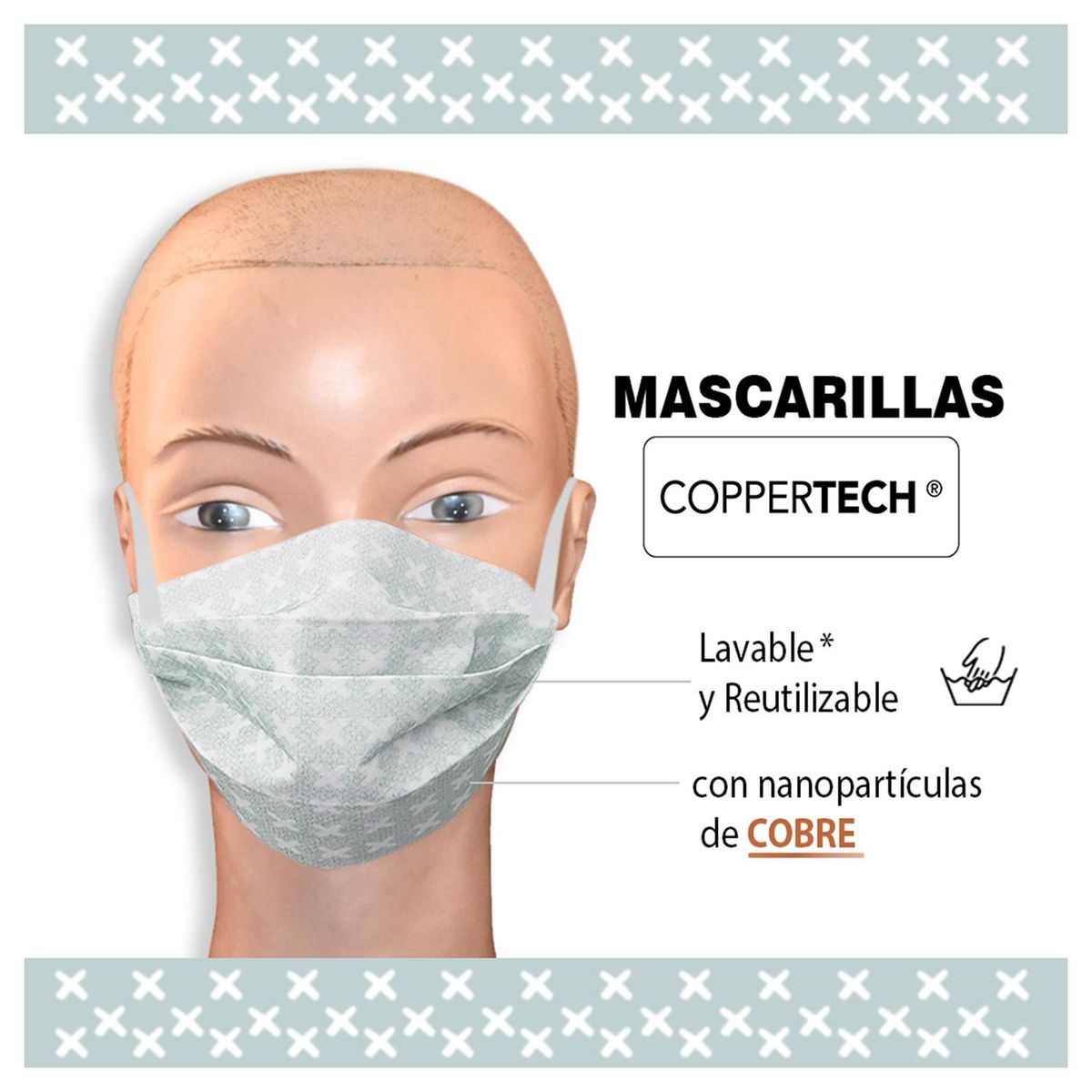 VIA DECO - Set 2 mascarillas re utilizables nano cobre