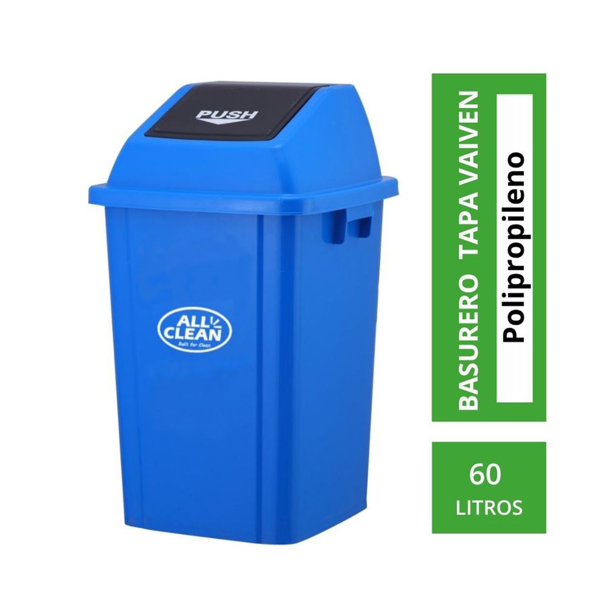 ALL CLEAN - Basurero 60 Litros PVC Azul