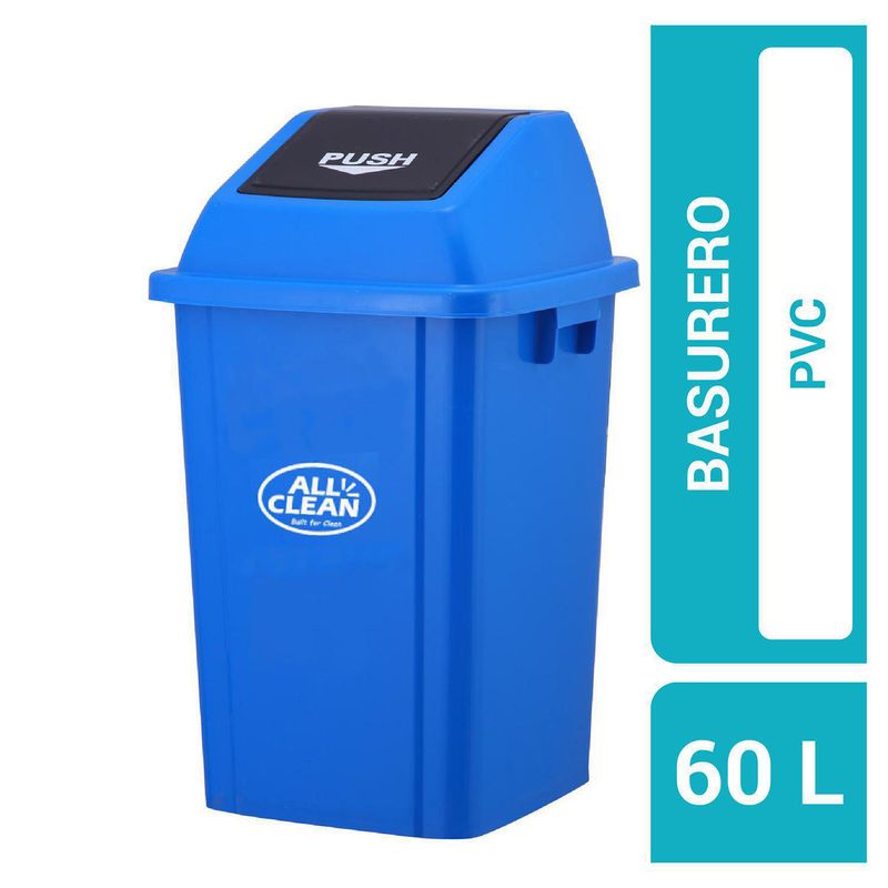 ALL CLEAN - Basurero 60 Litros PVC Azul