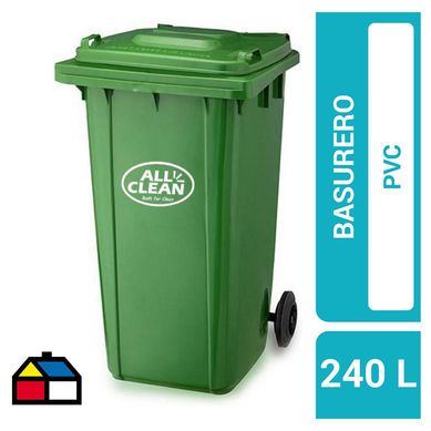 Basurero tapa 240 litros verde oscuro