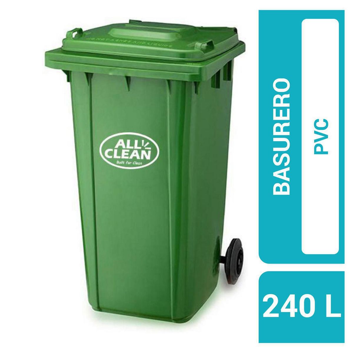 ALL CLEAN - Basurero All Clean 240 Litros Con Tapa Verde Alta Resistencia