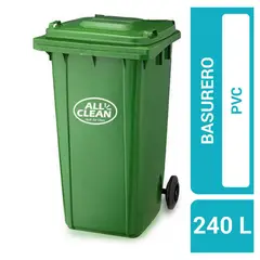 ALL CLEAN - Basurero 240 Litros Con Tapa Verde Alta Resistencia