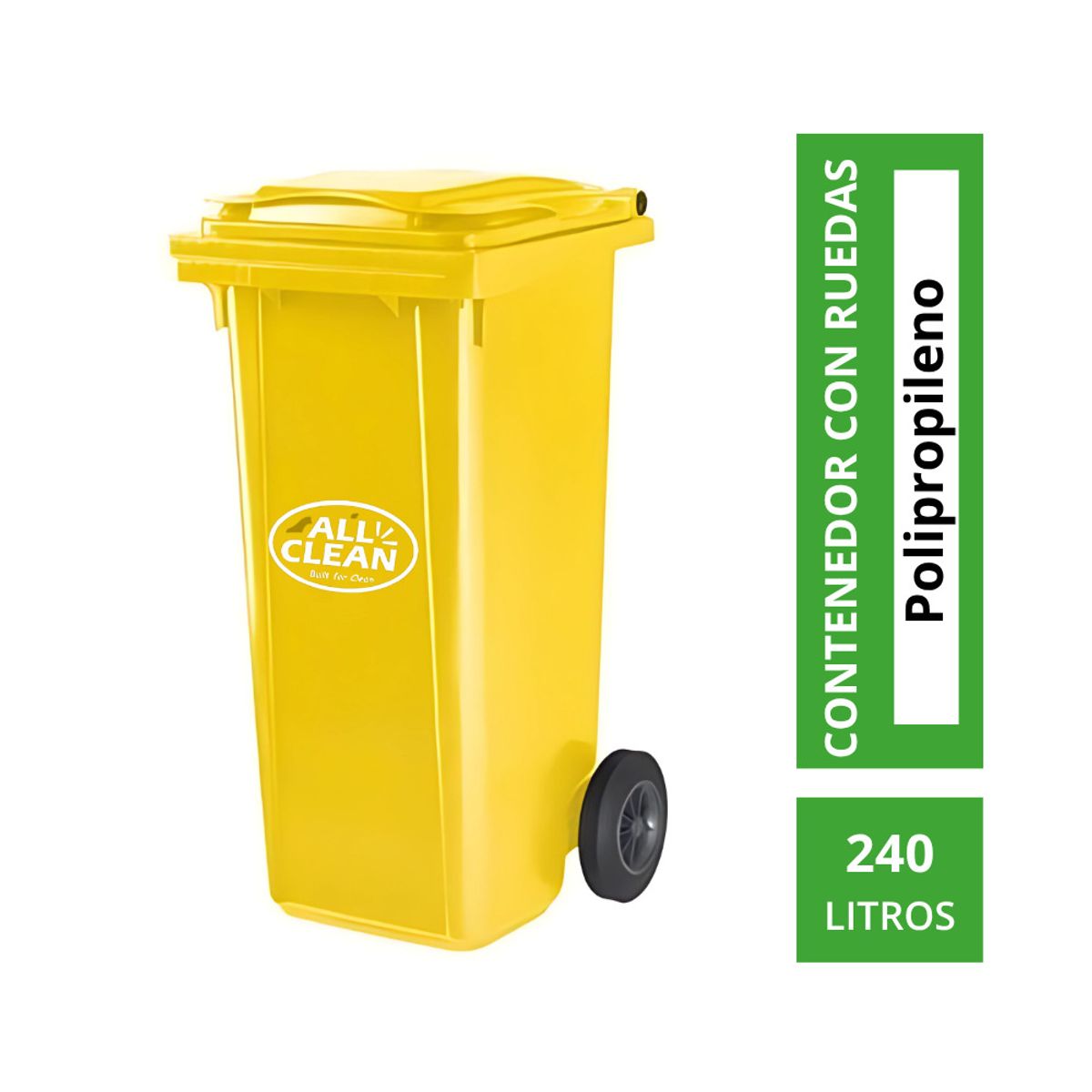 ALL CLEAN - Basurero All Clean 240 Litros Amarillo Alta Resistencia Con Tapa