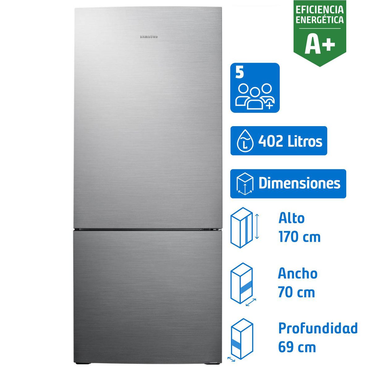 SAMSUNG - Refrigerador Bottom Freezer No Frost 402 Litros Elegant Inox RL4003SBAS8/ZS