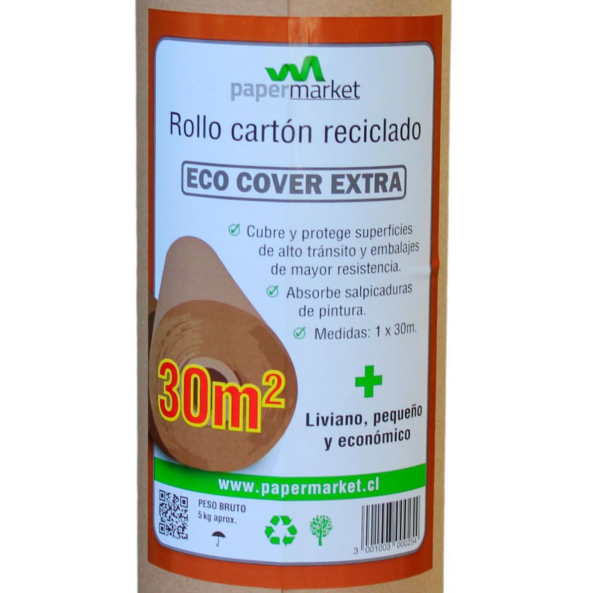 PAPERMARKET - Rollo cartón reciclado 1x30m
