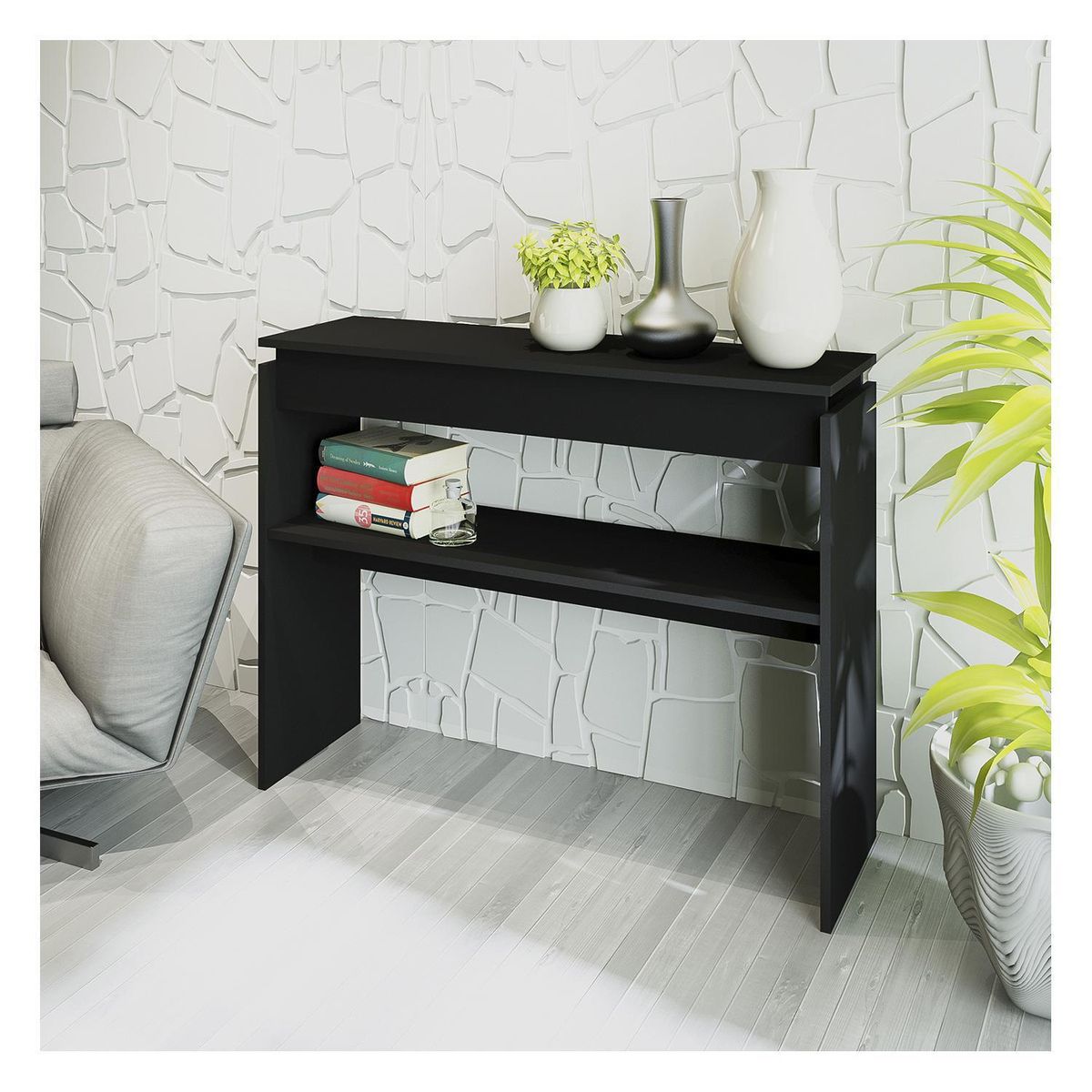 RODLER - Mesa Arrimo Negro 30x100x78.5 cm