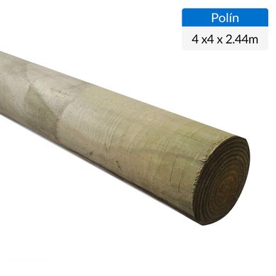 Polin impregnado 4 a 4 1/2 - 100 a 115 mm x  2,44 m
