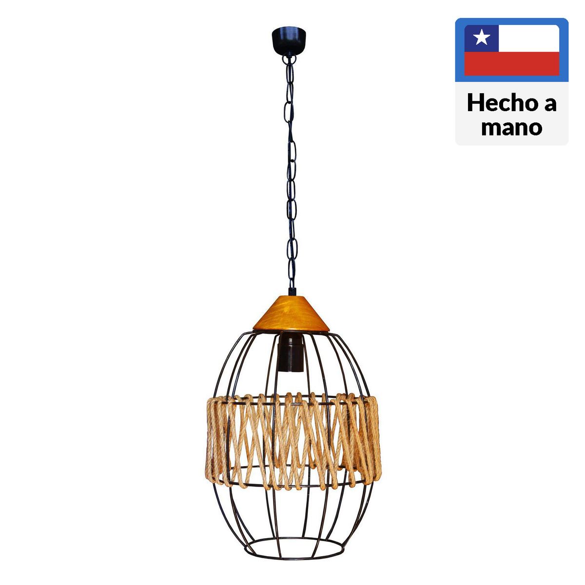 CAROLD STEVENS - Lámpara Colgante Soga 1 Luz Metal Negro