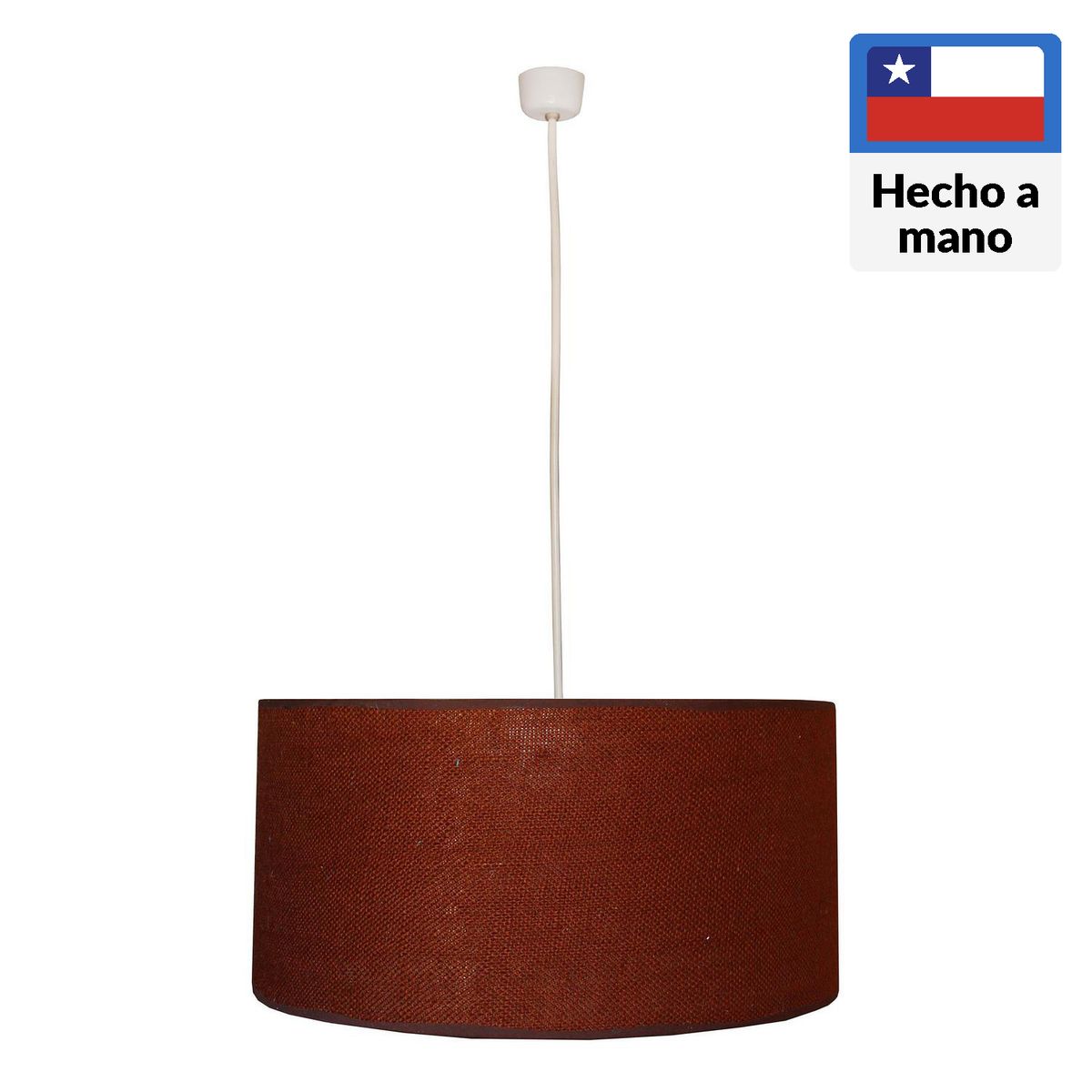 CAROLD STEVENS - Lámpara Colgante Arpillera 1 Luz Tela Café 40 cm