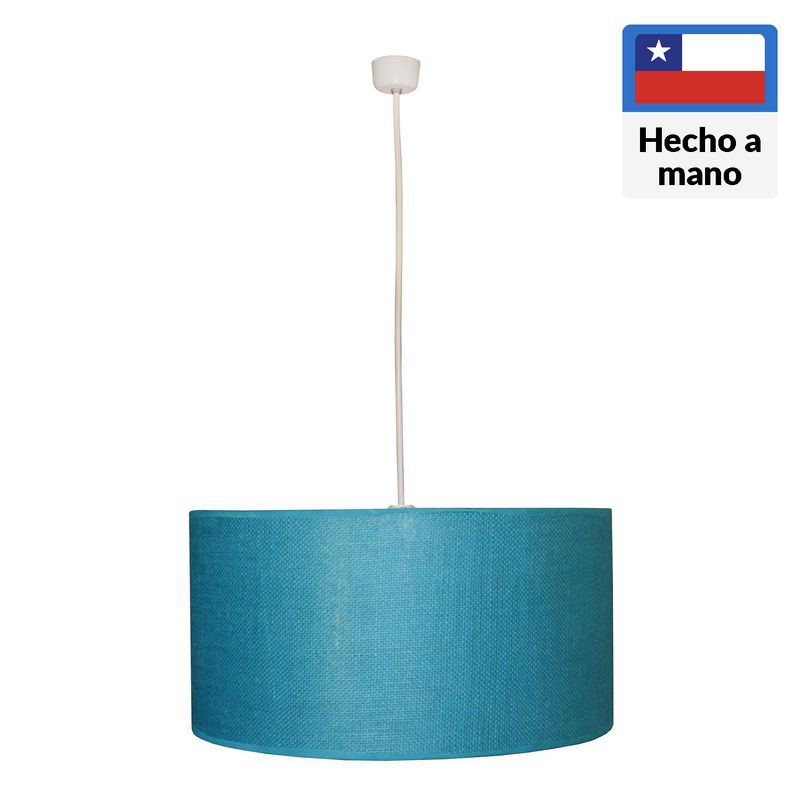 CAROLD STEVENS - Lámpara Colgante Arpillera 1 Luz Tela Celeste 40 cm