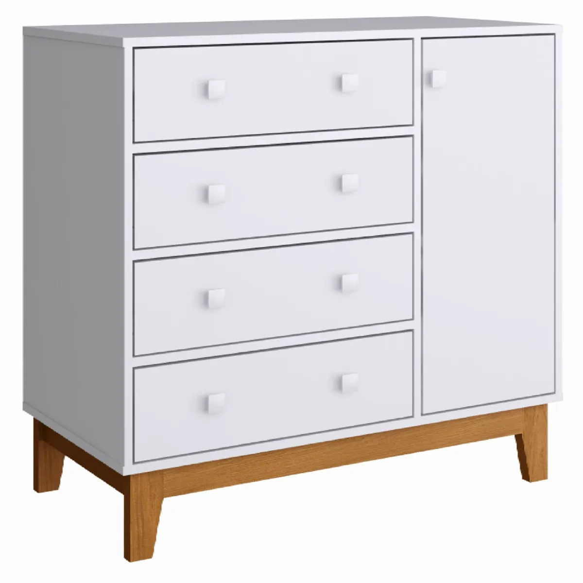 KIDSCOOL - Cómoda 1 Puerta 4 Cajón(es) Harmony 90x86x45 cm Blanco