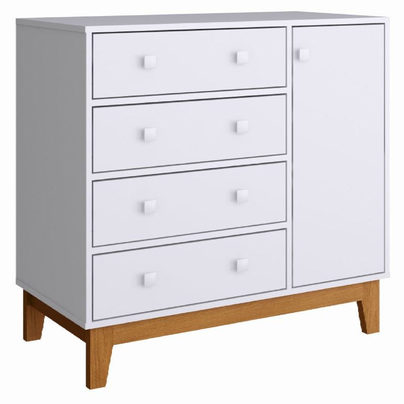 KIDSCOOL - Cómoda 1 Puerta 4 Cajón(es) Harmony 90x86x45 cm Blanco