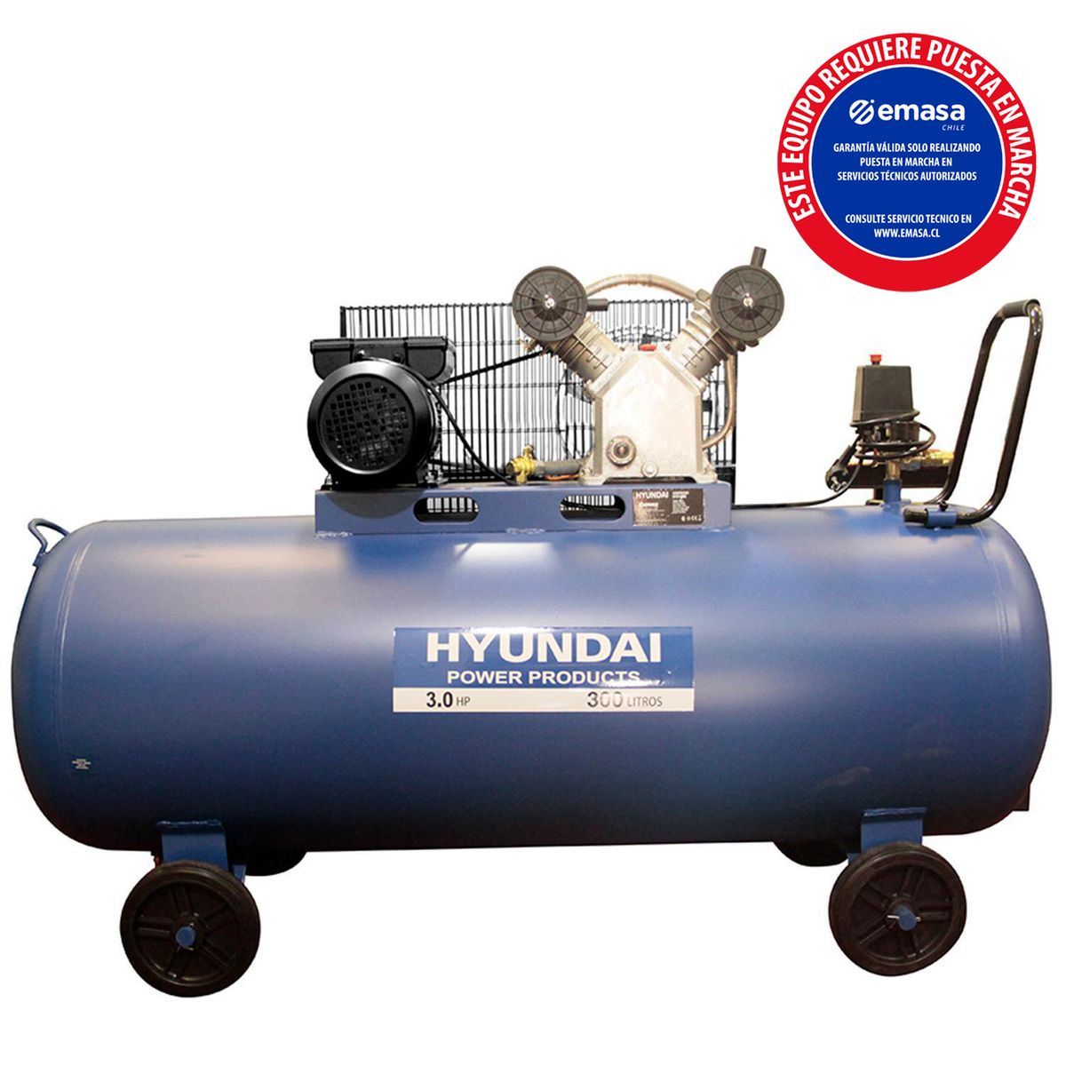 HYUNDAI - Compresor de Aire 3 HP 300 Litros 78HYAC300C