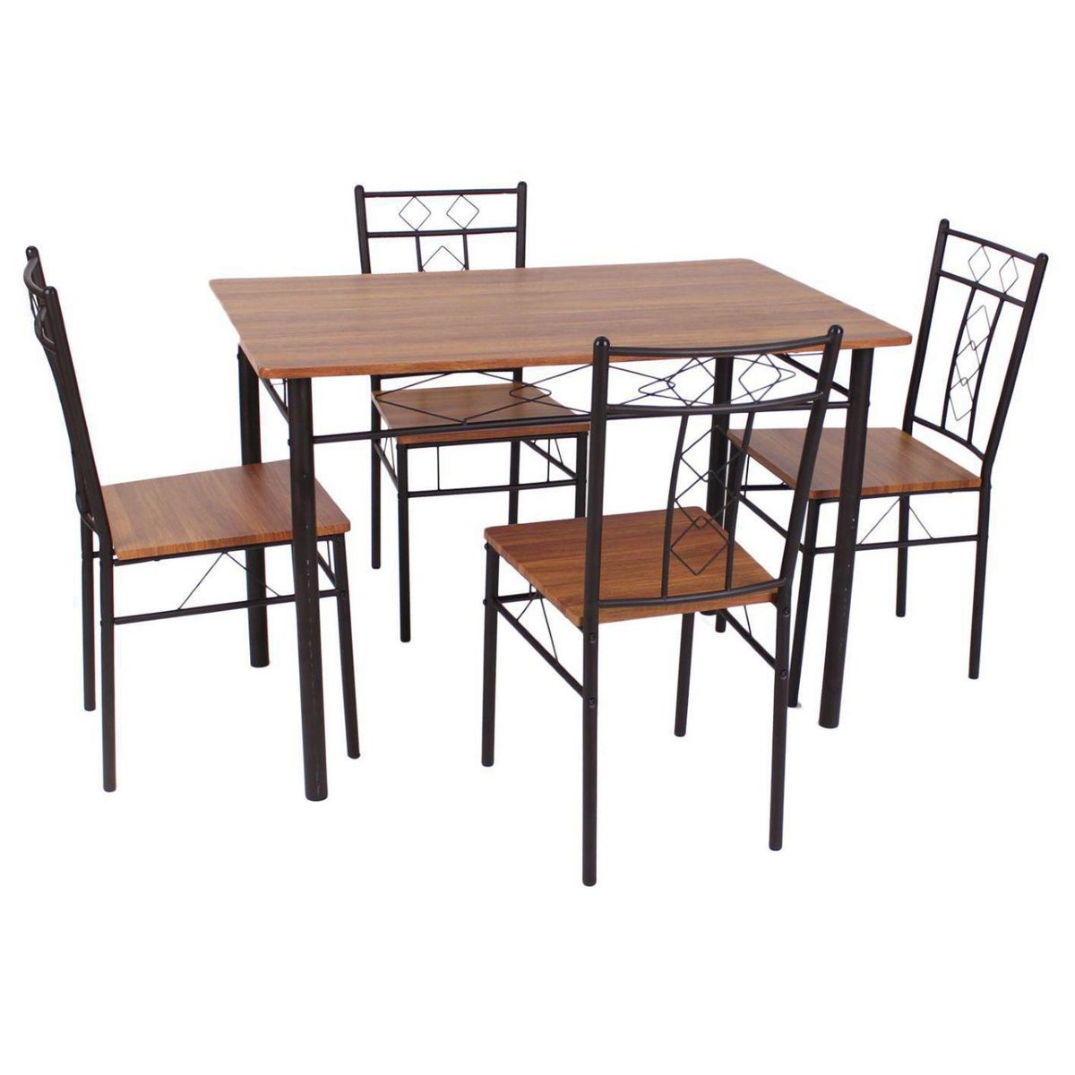 YARDAS - Juego de Comedor JX-18A210 WEG 4 Sillas Mesa Rectangular 70x76x110 cm Café