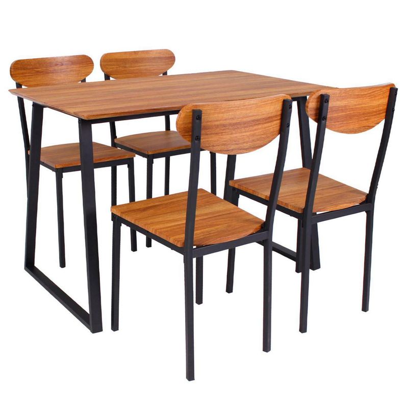 YARDAS - Juego de Comedor Quintay 4 Sillas Mesa Rectangular 70x76x110 cm Café