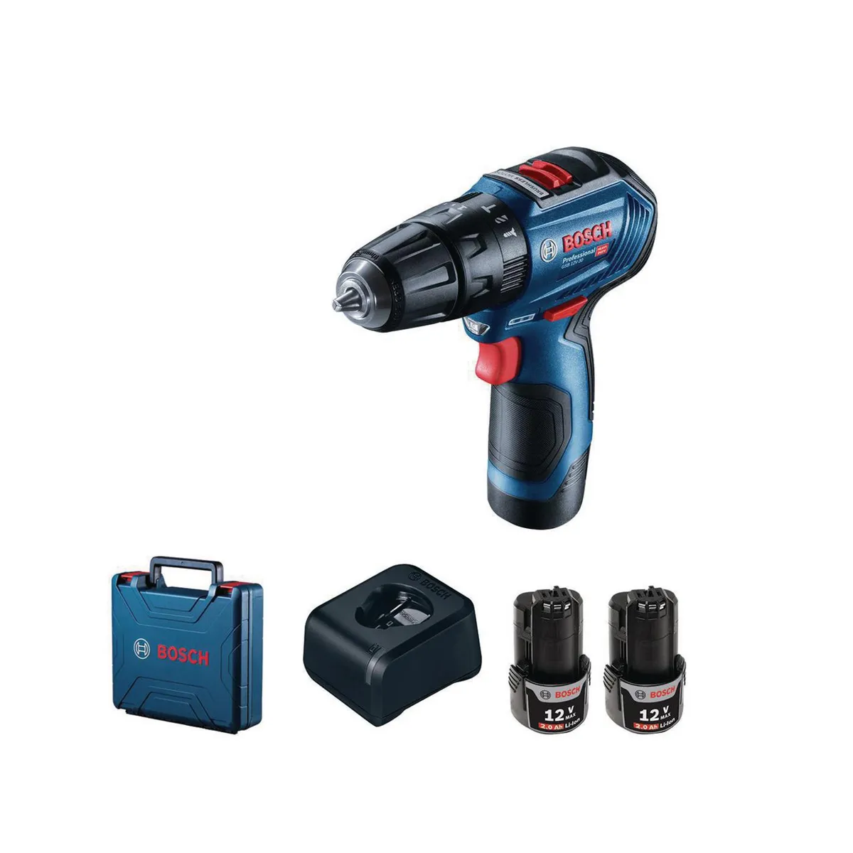 BOSCH - Taladro Inalámbrico Percutor 8 mm 12 V/2 Baterías