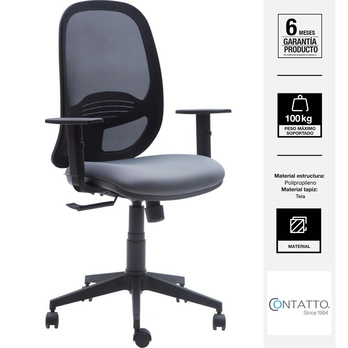 CONTATTO - Silla Escritorio Duty Negro/Gris