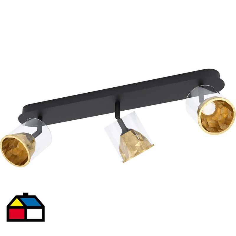 EGLO - Barra Melito 3 Luces Acero Negro