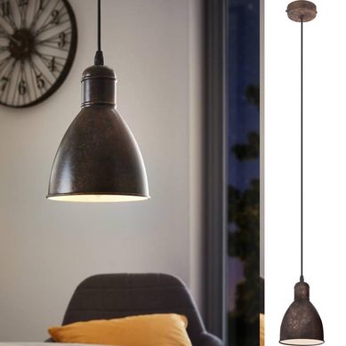 Lmpara colgante acero cobre envejecido E27 1X60W