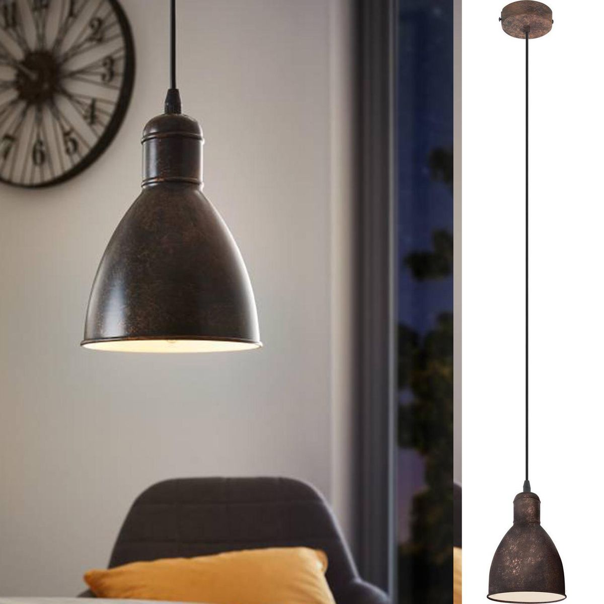 EGLO - Lámpara Colgante Priddy Acero Naranjo