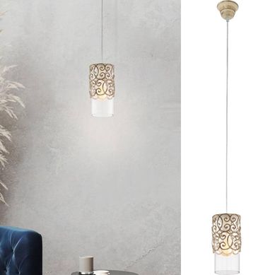Lmpara colgante acero transparente E27 1X60W