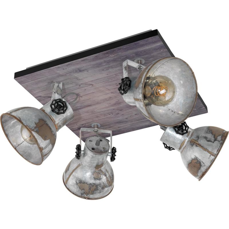 EGLO - Foco madera  acero cromo envejecido  E27 4X40W