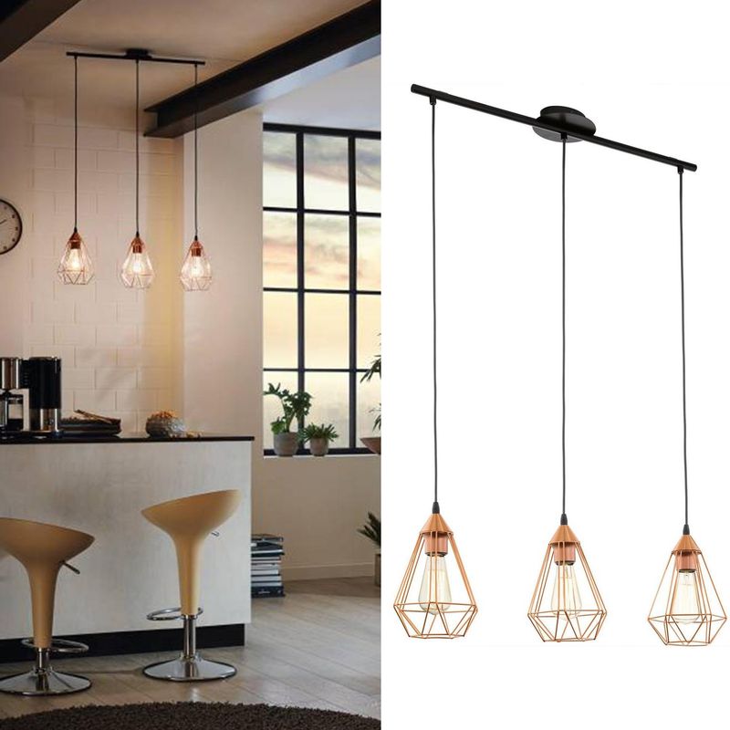 EGLO - Lámpara Colgante Tarbes Acero Naranjo/Cobre 60 W 17.5 cm