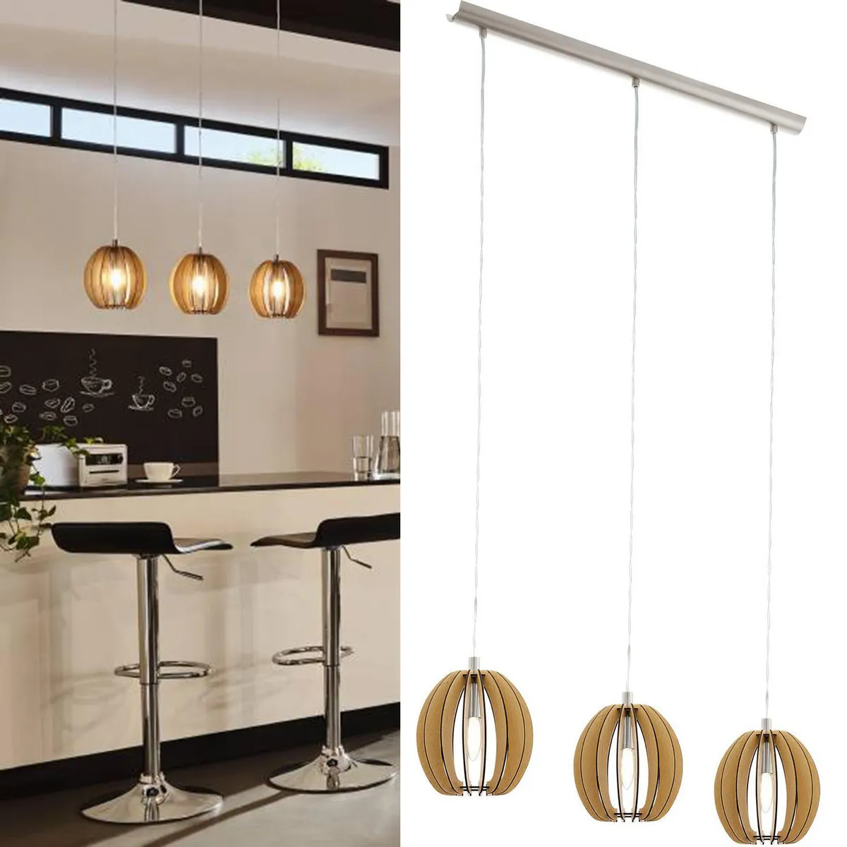 EGLO - Lámpara Colgante Cossano Acero Café